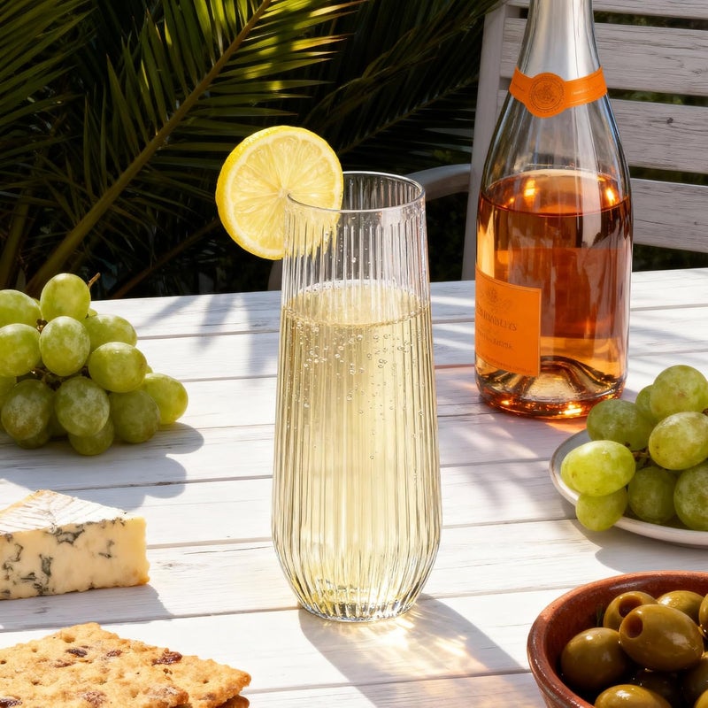 Goodluck 24pack Clear Disposable Champagne Flutes，9oz Stemless Champagne Flutes,Stemless Disposable Clear Plastic Toasting Glasses for Weddings, Birthday Parties, Family Gatherings, Bars etc - Image 2
